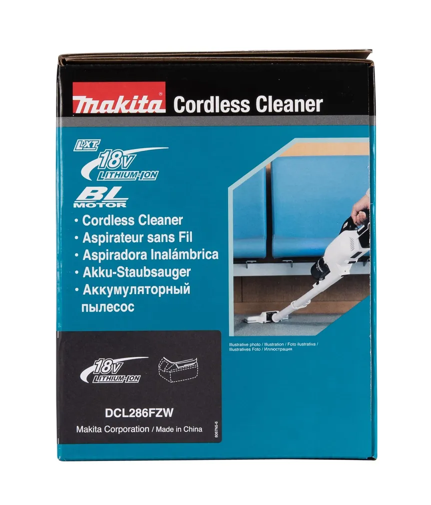 AKUTOLMUIMEJA MAKITA DCL286FZB TSÜKLONFILTRIGA, VALGE, AKU JA LAADIJATA