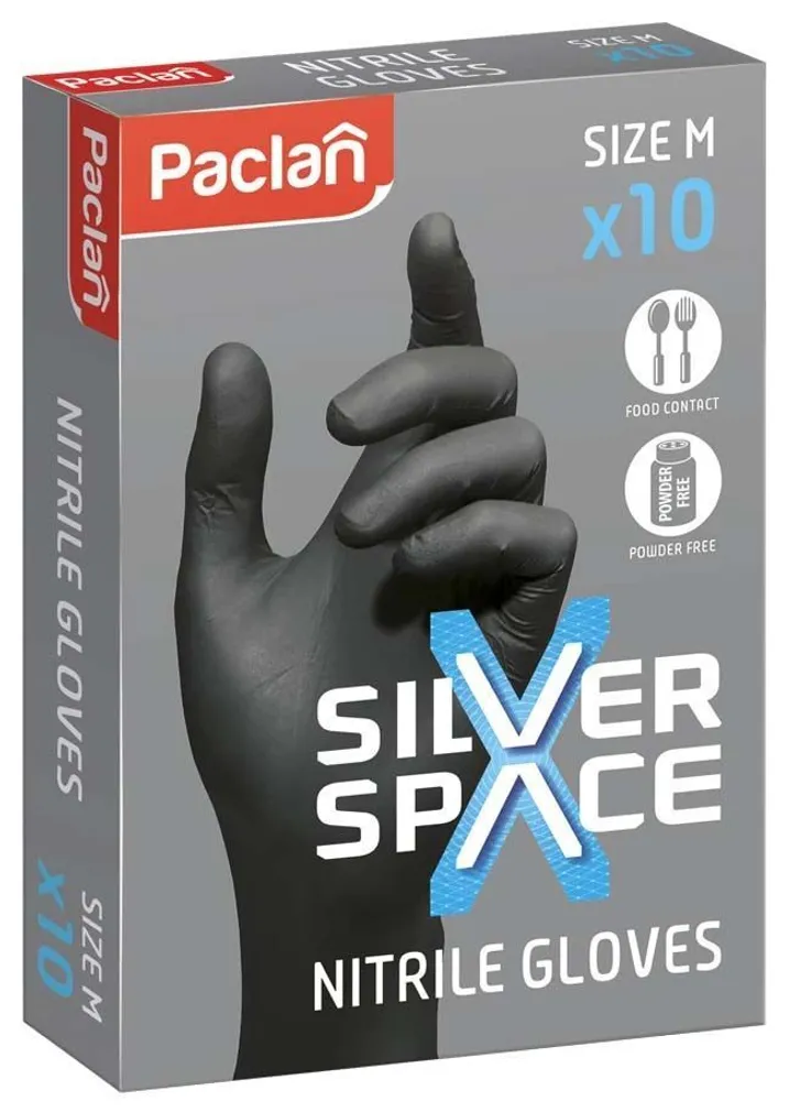NITRIILKINDAD PACLAN SILVER SPACE M SUURUS, 10TK PAKIS