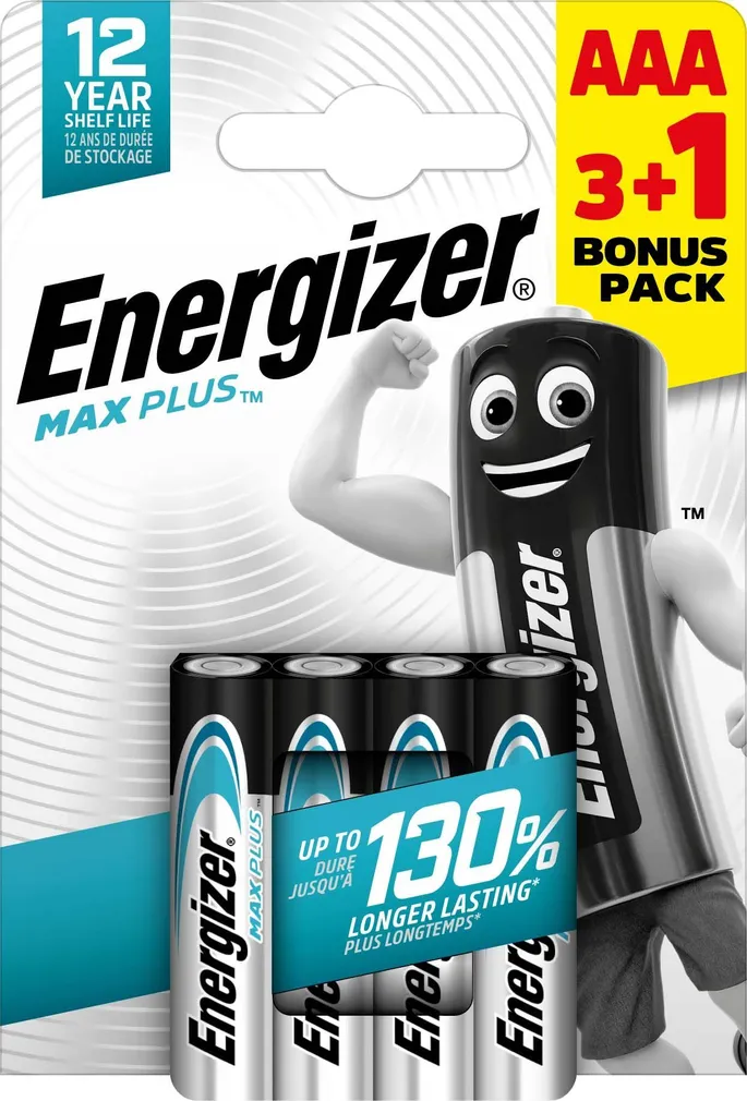 PATAREI ENERGIZER MAX PLUS ALKALINE AAA 1,5V 4TK PAKIS