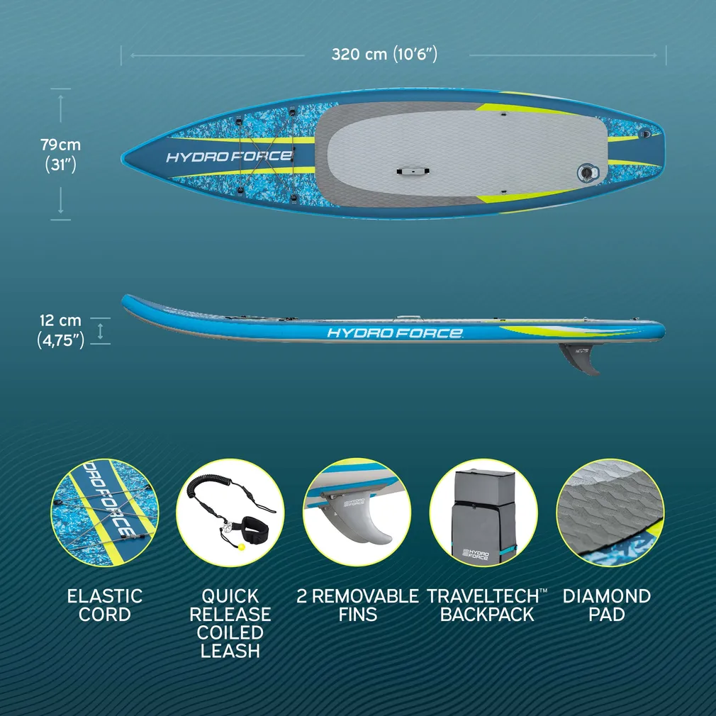 SUP LAUD HYDRO-FORCE 320X79X12CM, KOMPLEKT