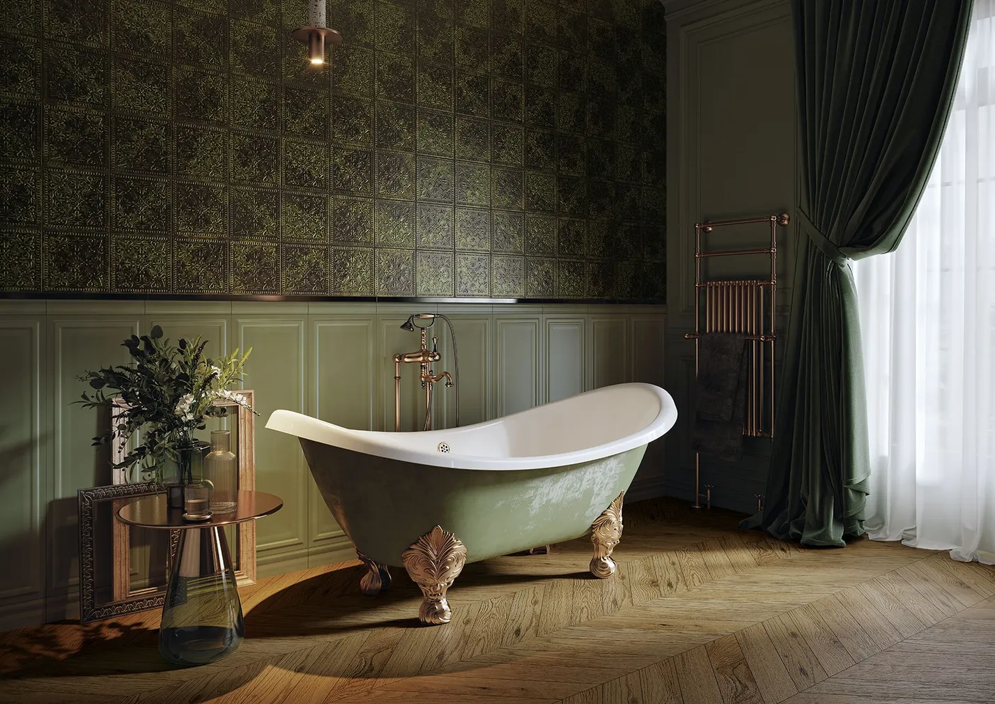 SEINAPLAAT GREEN OLIVE STR.MAT 29,8X89,8CM 1,07M² PAKIS