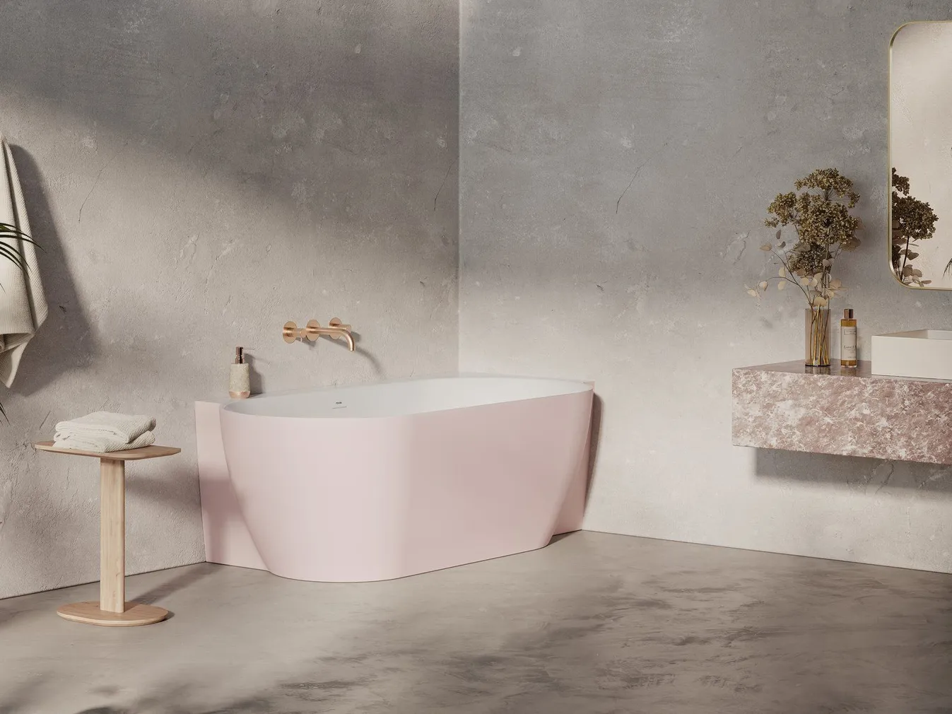 AKRÜÜLVANN RAVAK FREEDOM CORNER II TEC R 175X86 ALABASTER PINK