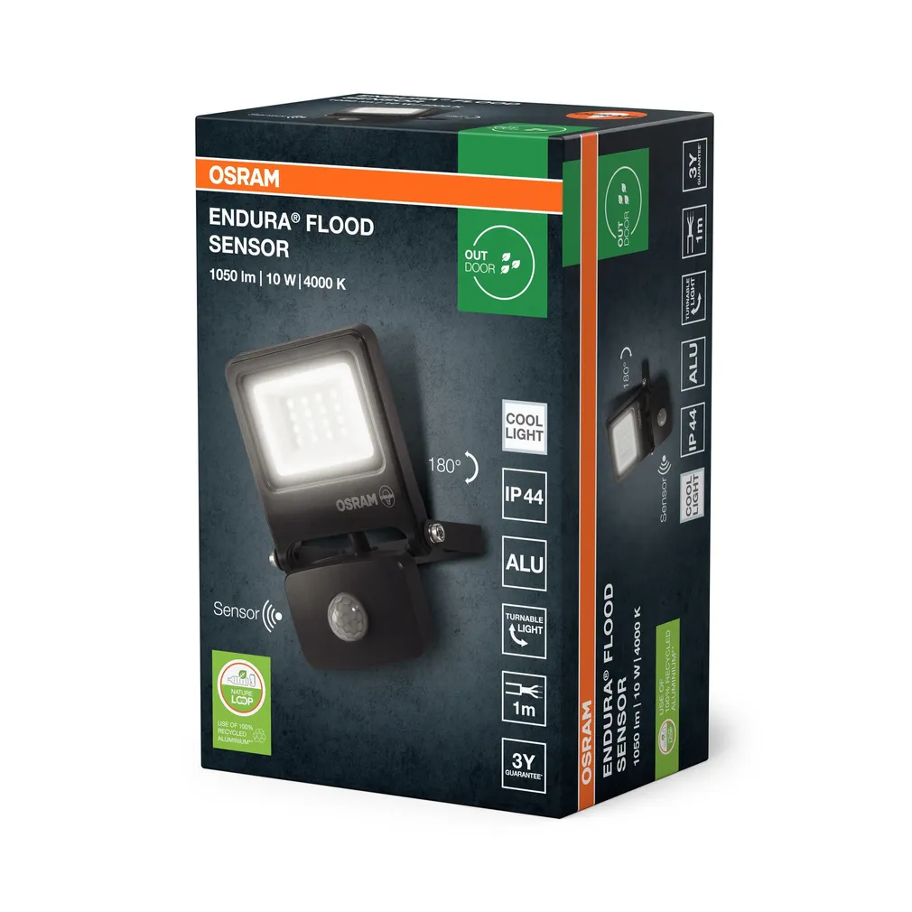 PROŽEKTOR OSRAM LED ENDURA FLOOD SENSOR 10W 840, 1000LM TUMEHALL