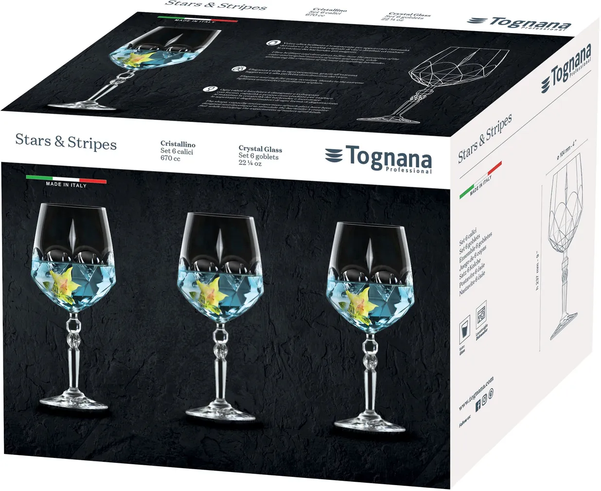 KOKTEILIKLAASID TOGNANA SPRITZ STARS&STRIPES 6TK PAKIS