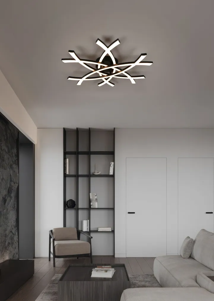 PLAFOON TRIO POLLOCK LED 62X59CM MUST MATT