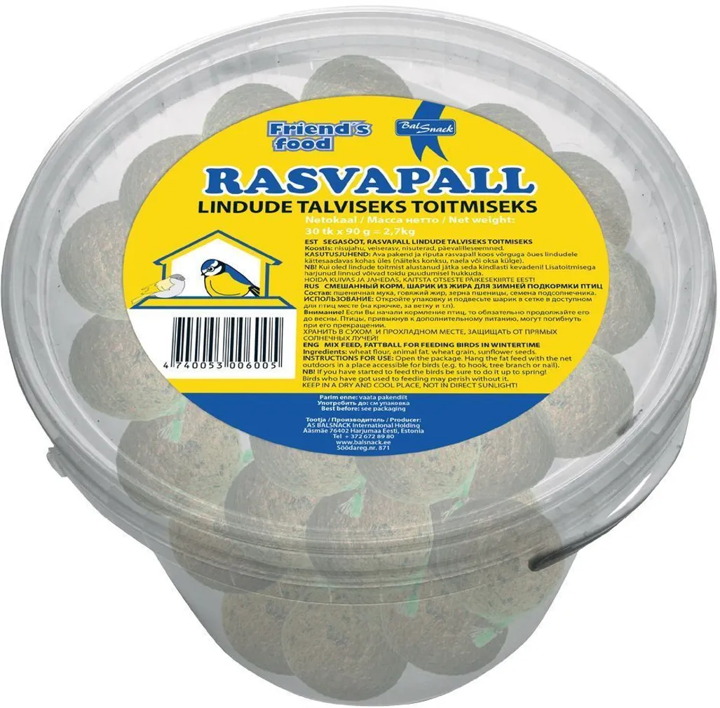  RASVAPALLID LINDUDELE FRIEND'S FOOD ÄMBRIS 30X90G