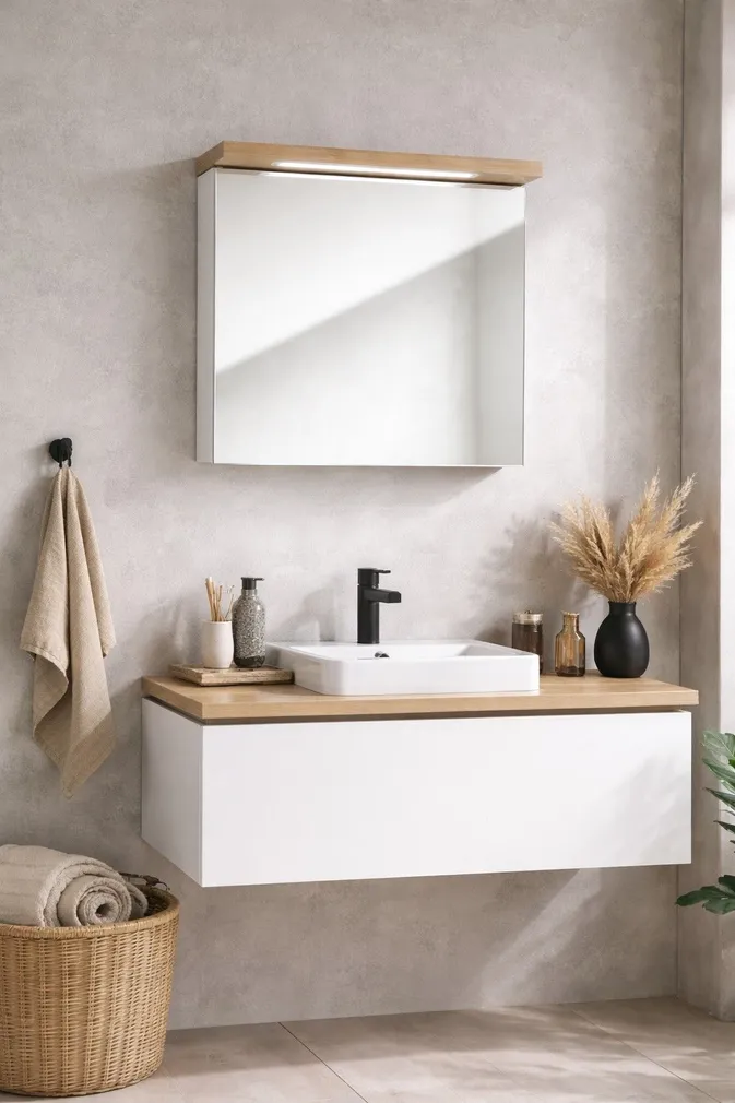 PEEGELKAPP DEFRA STILLA 60 LED VALGUSTUSEGA VALGE