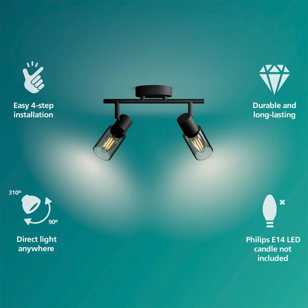 KOHTVALGUSTI PALMS SPOT 2X25W MUST