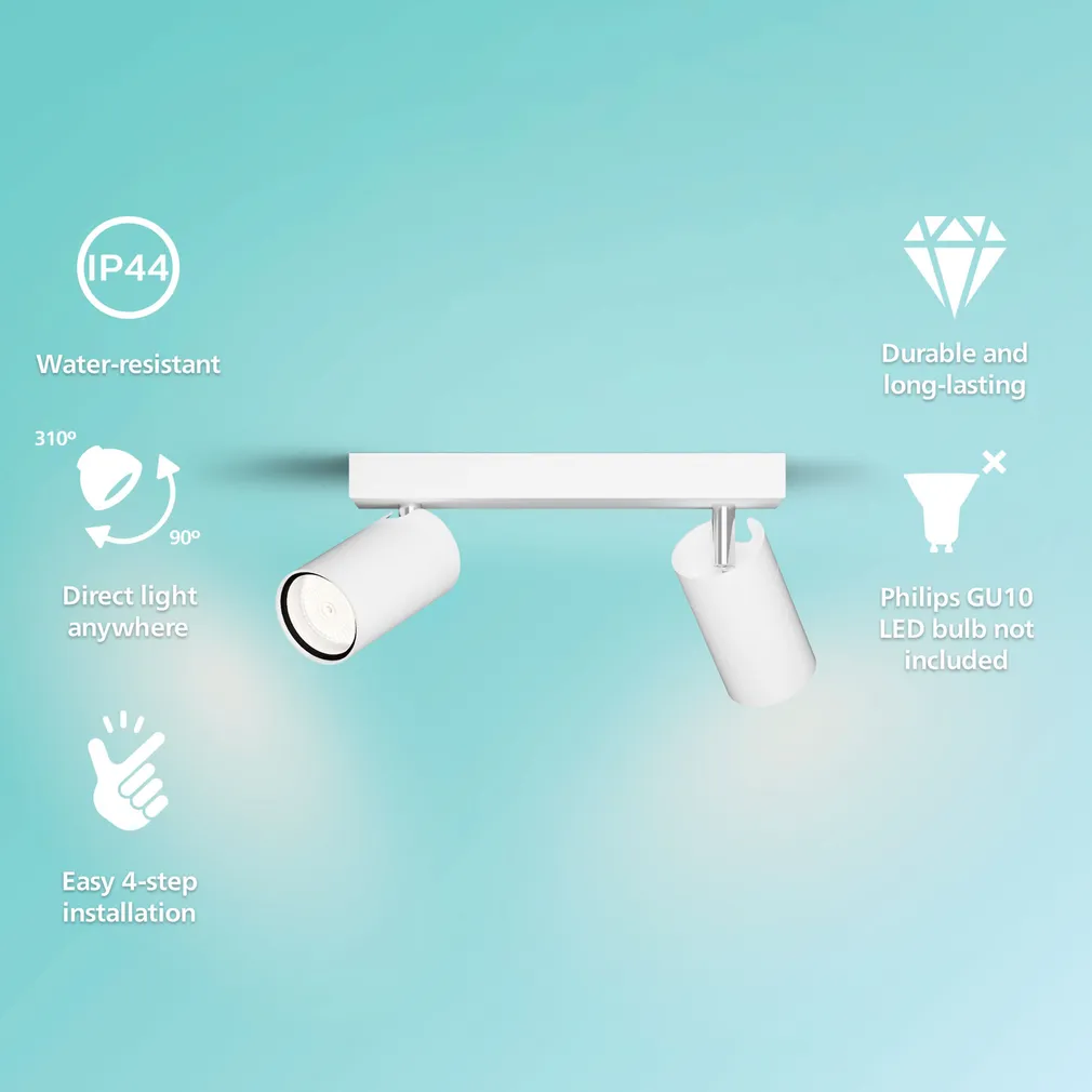 KOHTVALGUSTI KOSIPO SPOT 2X5W IP44 VALGE