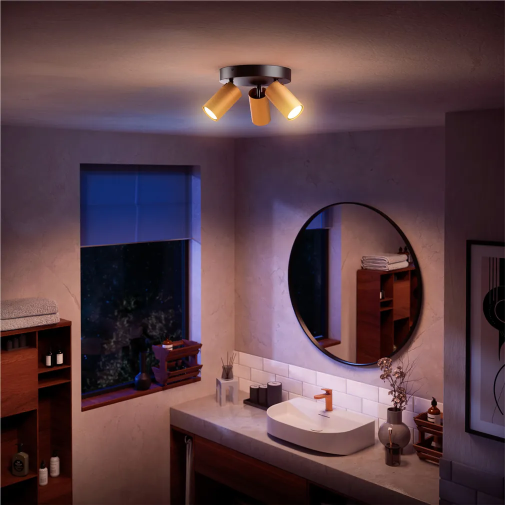 KOHTVALGUSTI KOSIPO SPOT 3X5W IP44 ÜMMARGUNE MUST-MESSING