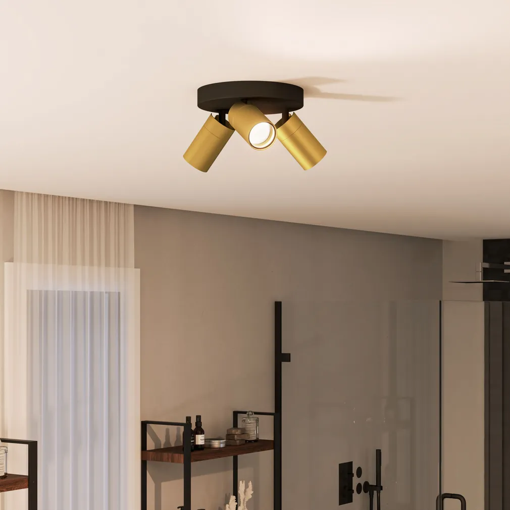 KOHTVALGUSTI KOSIPO SPOT 3X5W IP44 ÜMMARGUNE MUST-MESSING