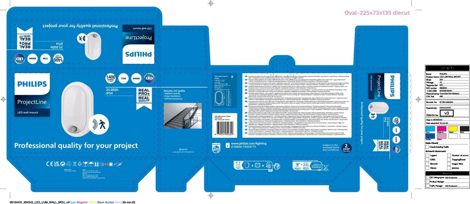 SEINALAMP PROJECTLINE 1400LM 4000K OVAAL SENSOR
