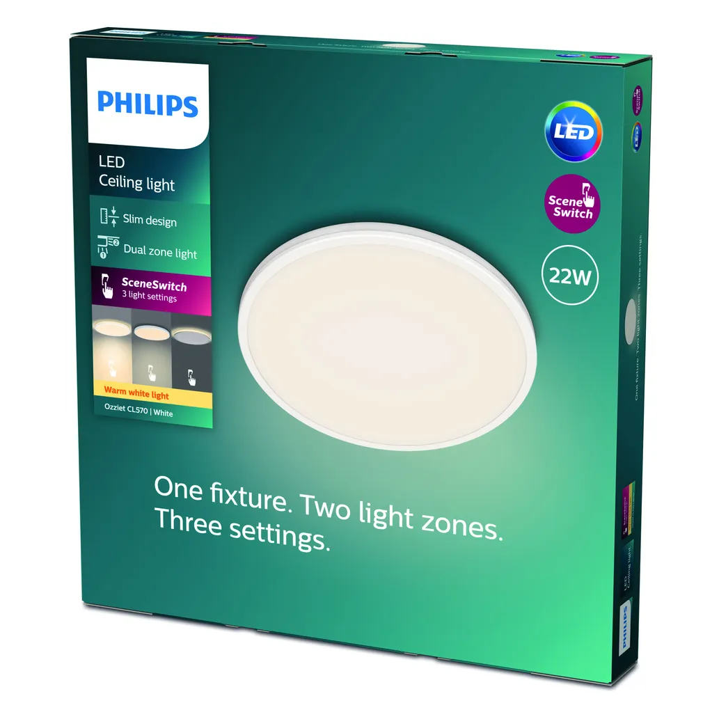 PLAFOON OZZIET CL570 SS 22W 2700K VALGE