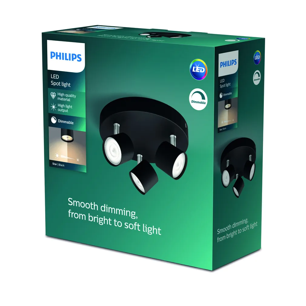 KOHTVALGUSTI STAR 3X4.5W SELV MUST