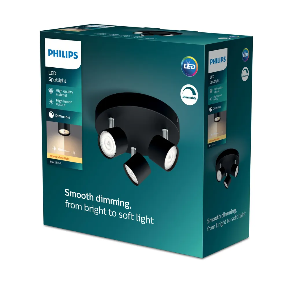 KOHTVALGUSTI STAR 3X4.5W SELV MUST