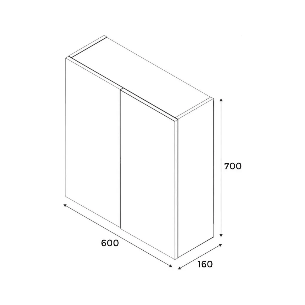 PEEGELKAPP AQUALINE SLIM 60X16X70CM VALGE