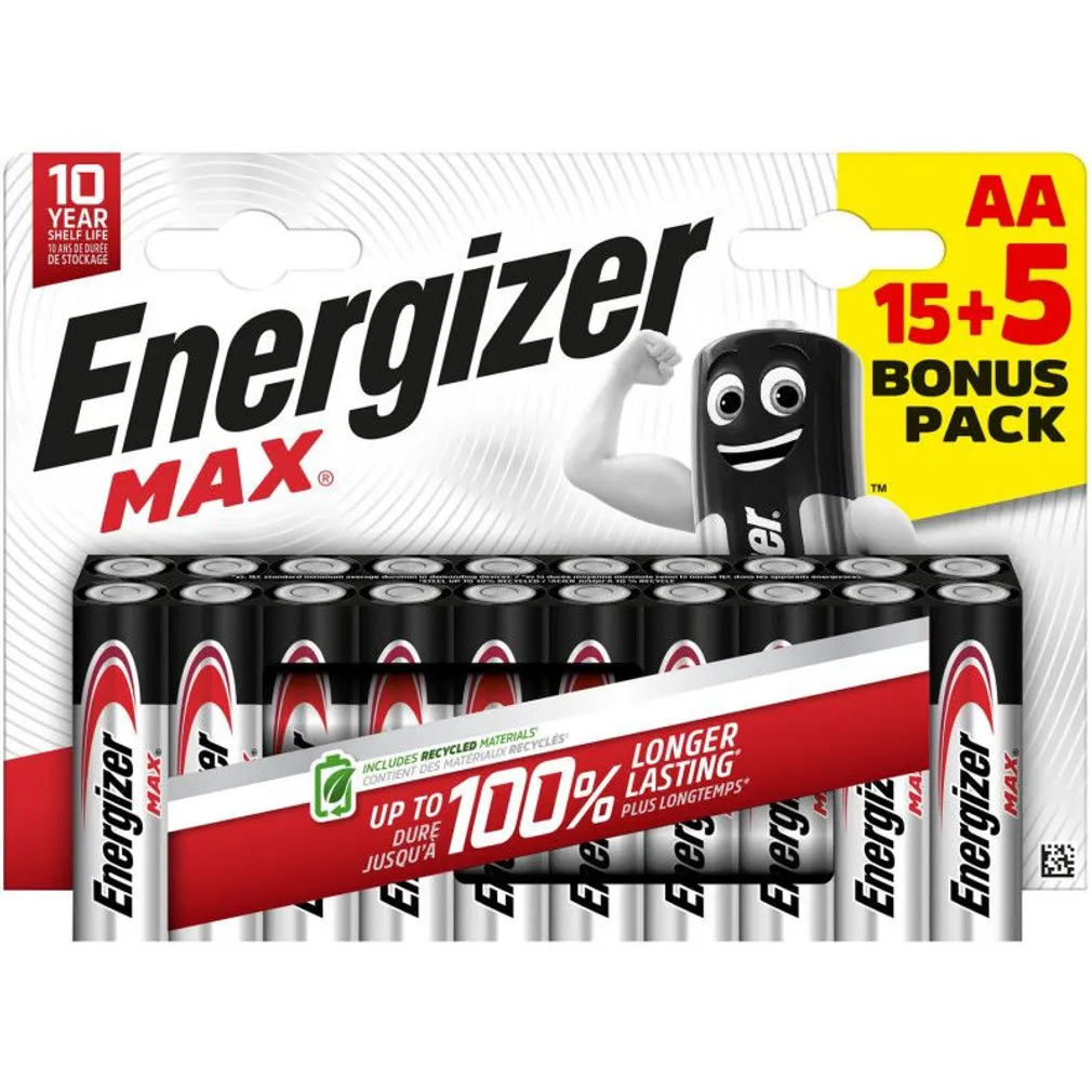 PATAREI ENERGIZER MAX ALKALINE AA CP20 20TK PAKIS