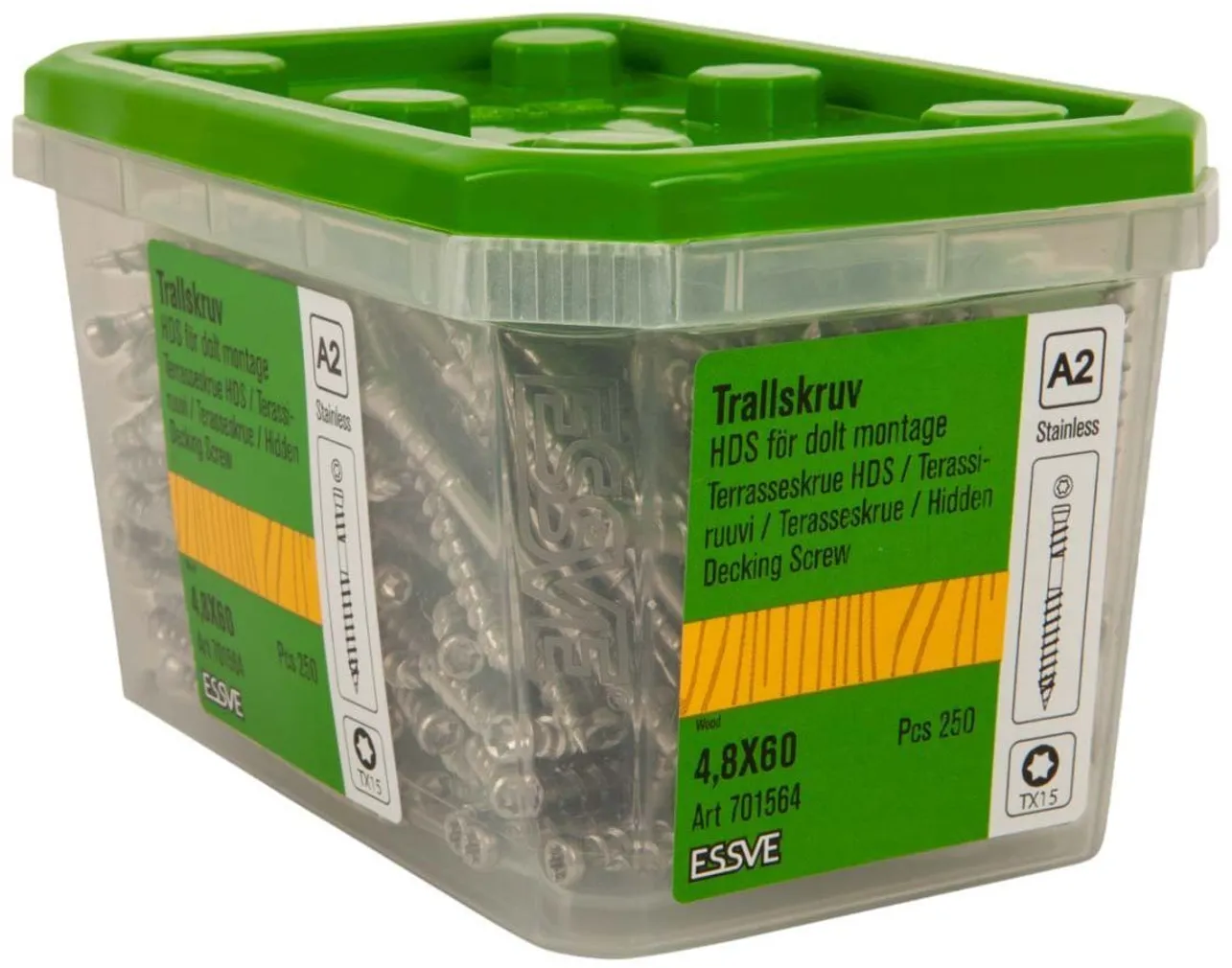 TERRASSIKRUVI ESSVE 4,8X60MM TERAVA OTSAGA HDS TX15/A2, 250TK PAKIS