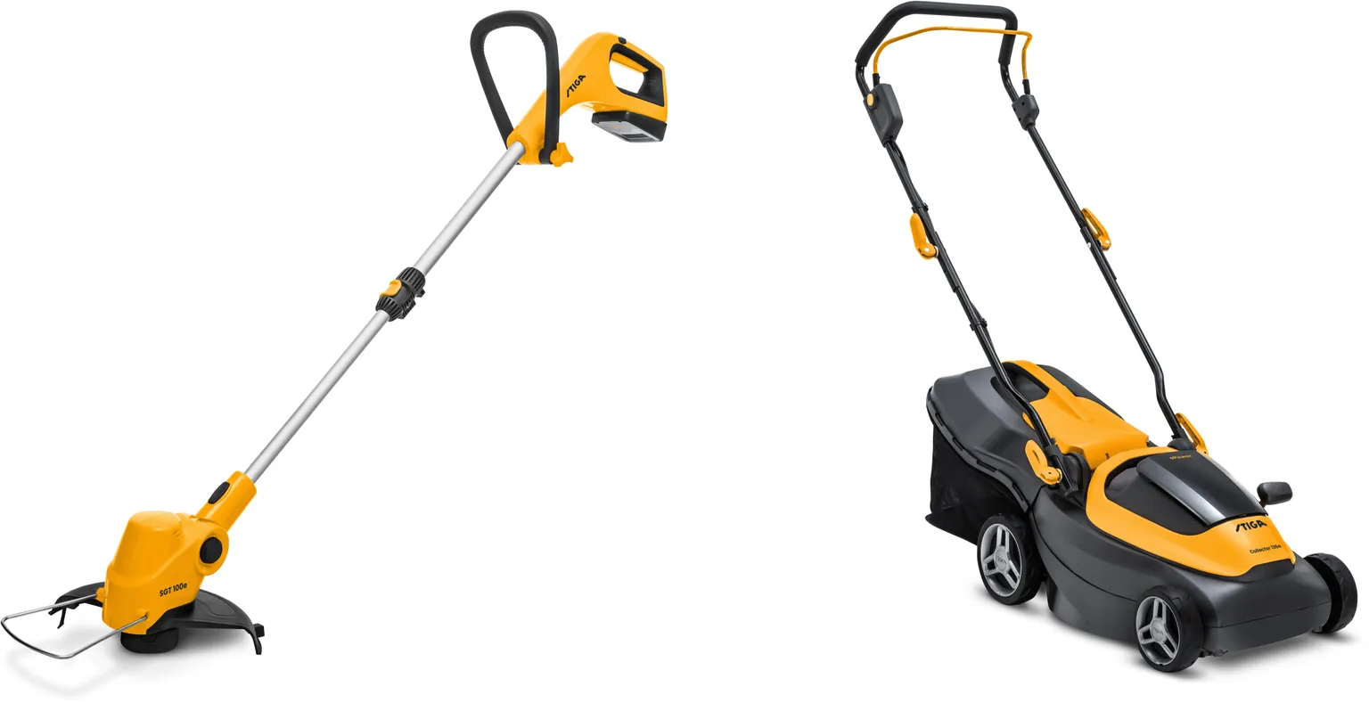 AKUMURUNIIDUK STIGA COLLECTOR 136E KIT + AKUMURUTRIMMER GT 100E