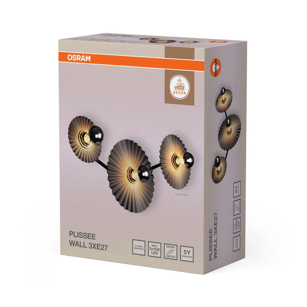 SEINALAMP OSRAM DECOR PLISSE WALL 3XE27 TUME HALL