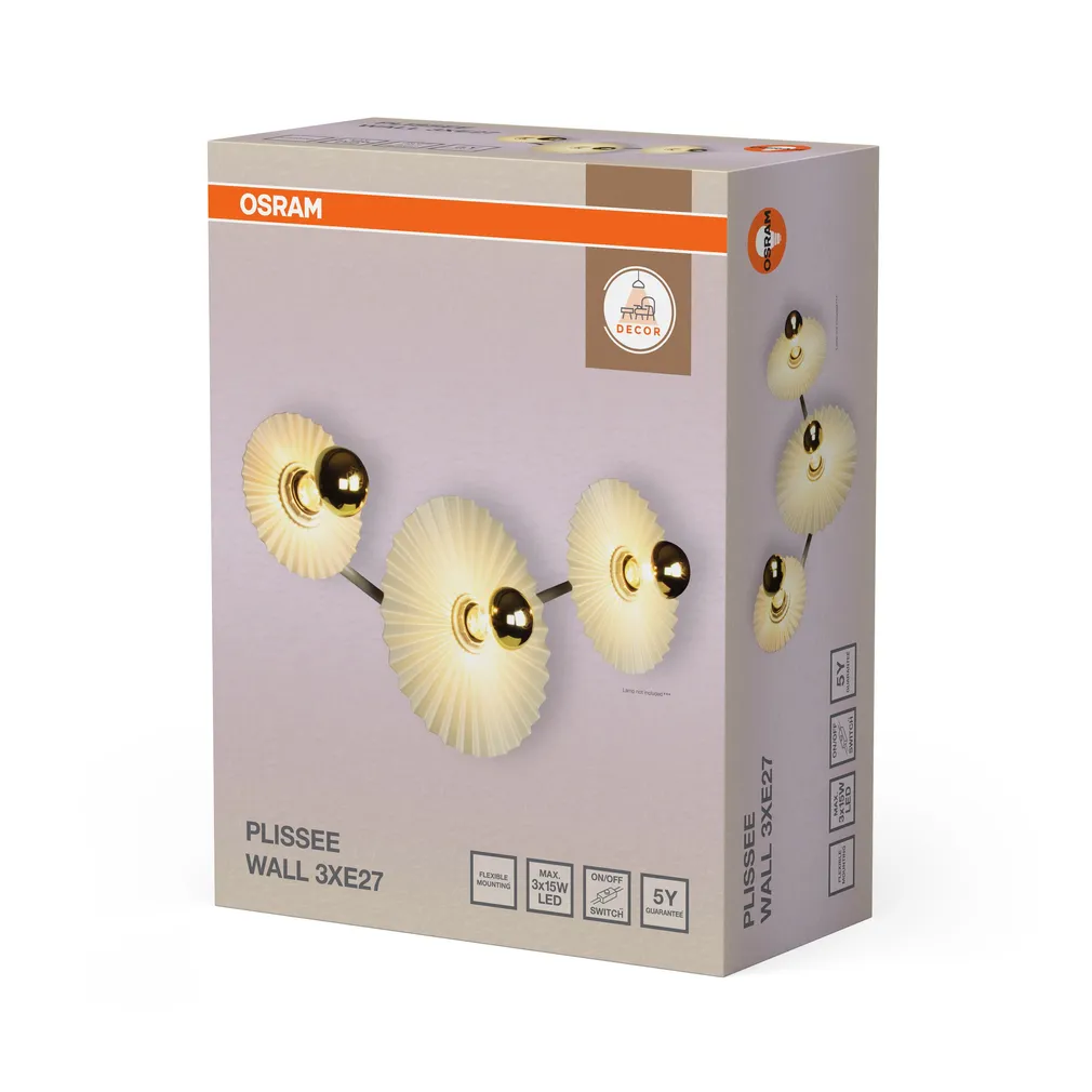 SEINALAMP OSRAM DECOR PLISSE WALL 3XE27 TUME BEEŽ