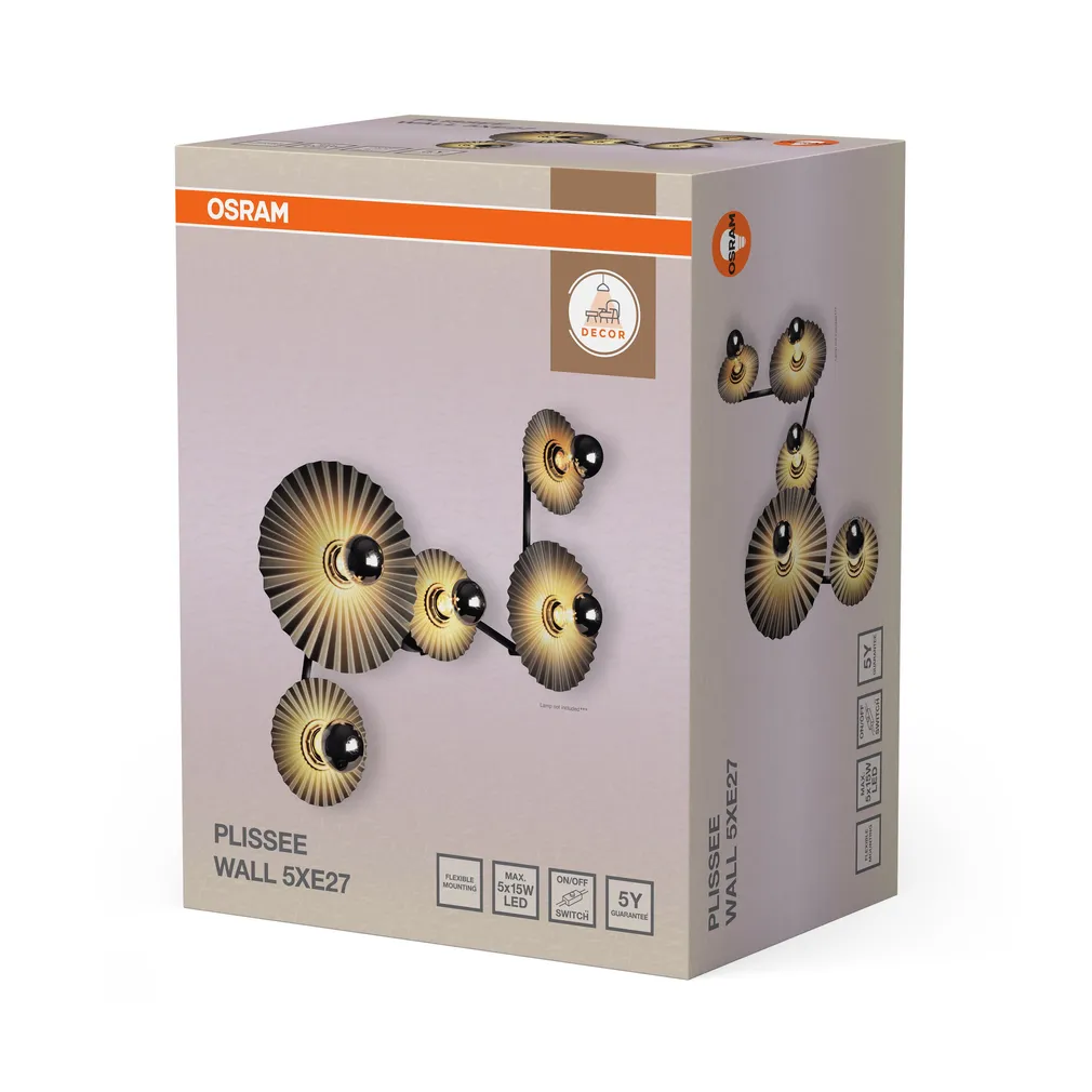 SEINALAMP OSRAM DECOR PLISSE WALL 5XE27 TUME HALL