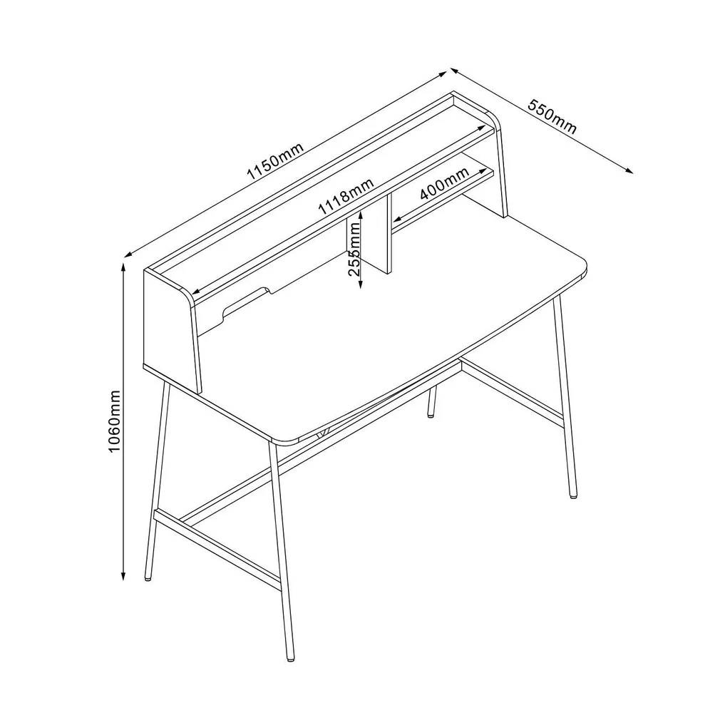 KIRJUTUSLAUD LESTER 115X55XH106CM, MELAMIIN