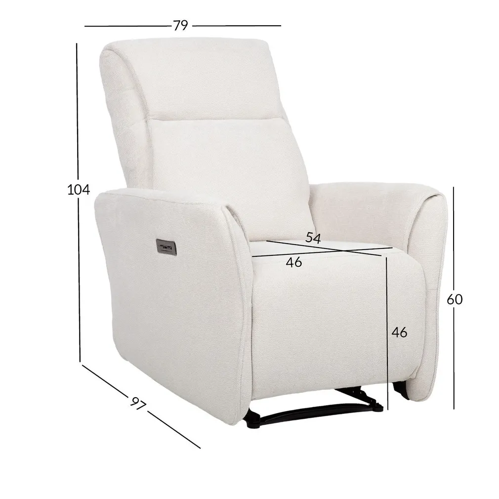 TUGITOOL HEIDY ELEKTIRLINE RECLINER, VALGE