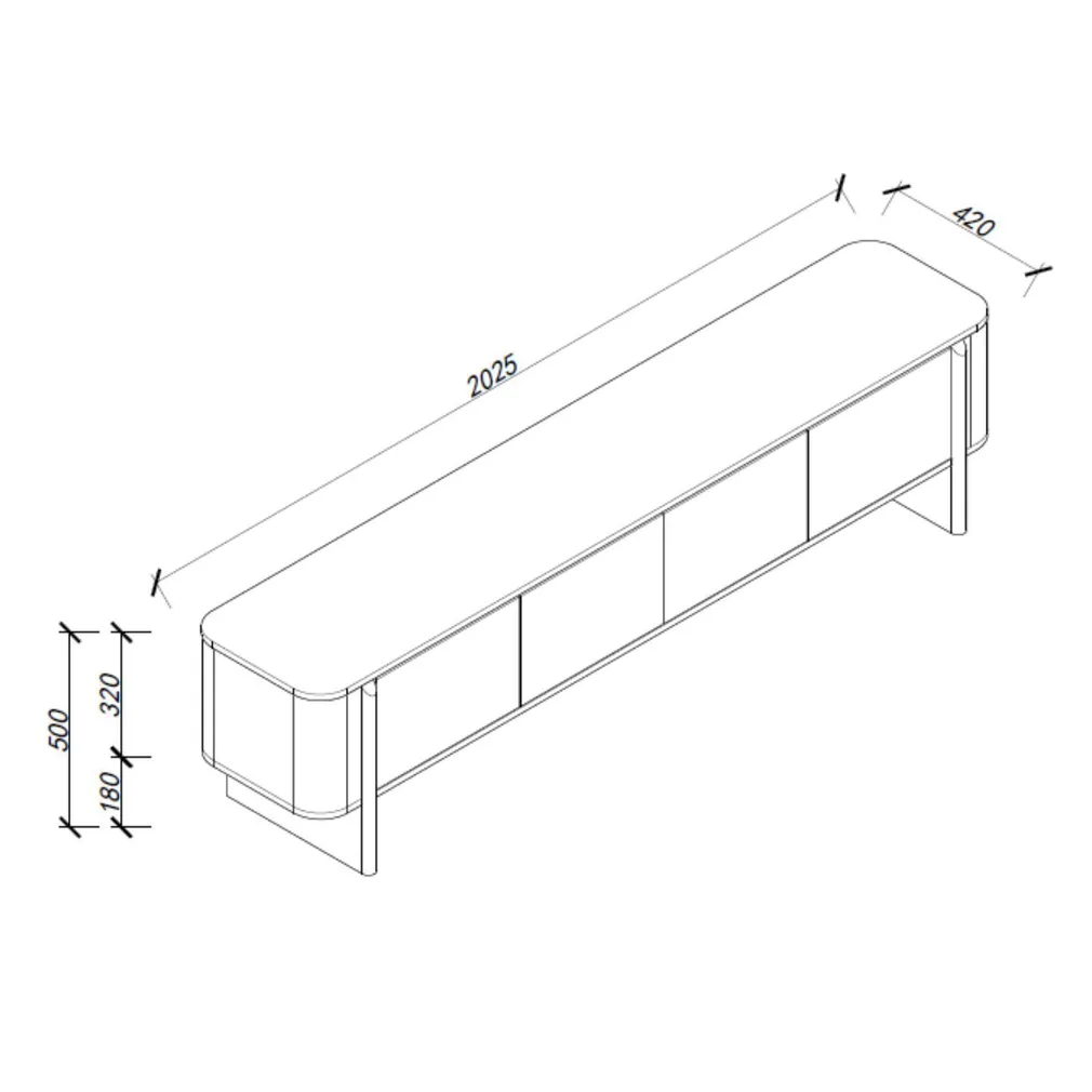 TV LAUD MORBEN 202,5X42XH50CM, TAMMEDEKOORIGA MELAMIIN