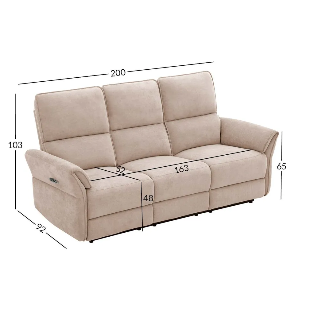 DIIVAN DAMIKA 3-KOHALINE ELEKTRILINE RECLINER, HELEPRUUN
