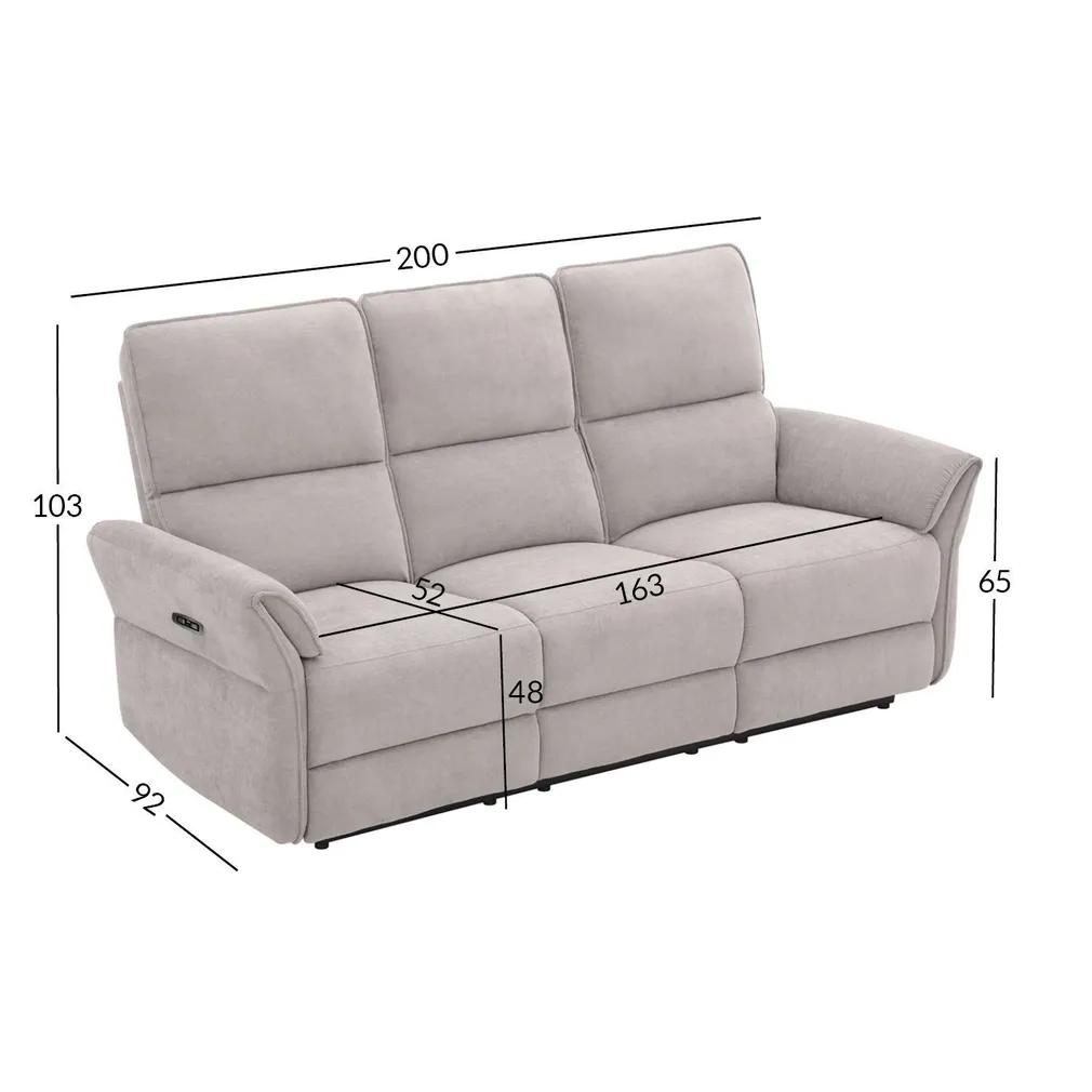 DIIVAN DAMIKA 3-KOHALINE ELEKTRILINE RECLINER, HALL
