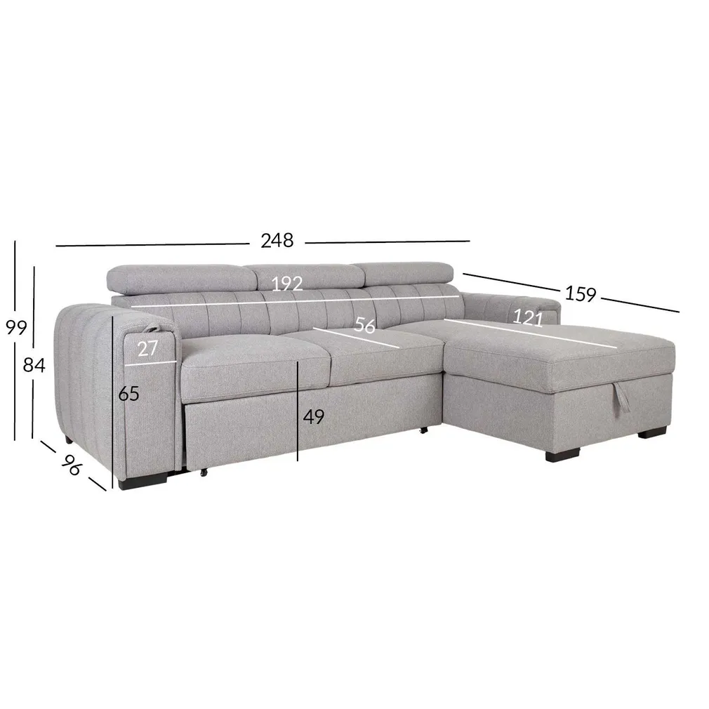 NURGADIIVANVOODI ODELIA PN 252X165XH82/100CM, HALL