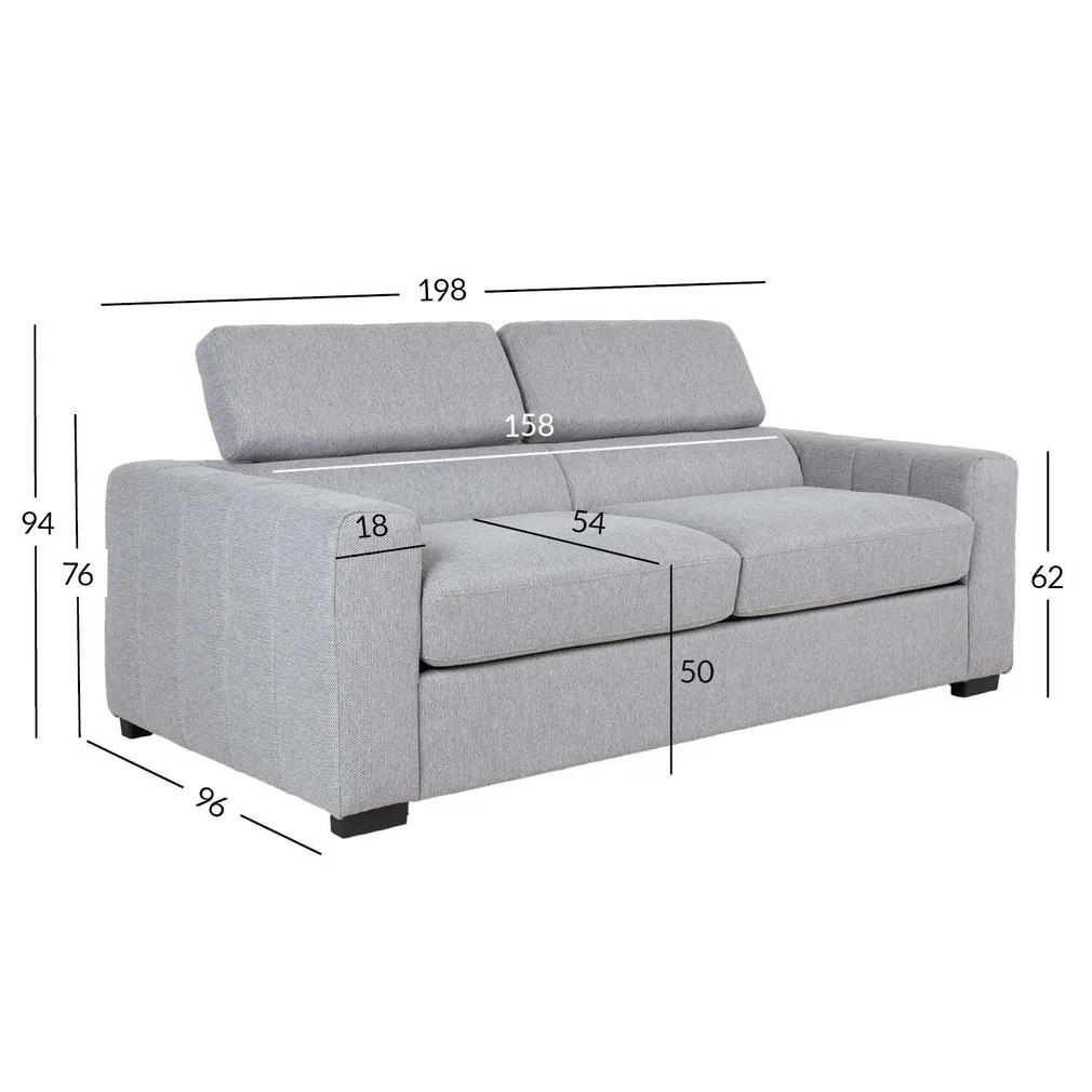 DIIVANVOODI KINGSTON 3-KOHALINE 198X96XH76/94CM, HALL