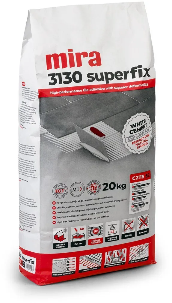 PLAATIMISSEGU MIRA 3130 SUPERFIX VALGE 20KG