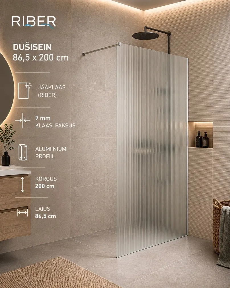 DUŠINURGA SEIN AQUALINE 7MMX86,5X200CM JÄÄKLAAS ALUMIINIUM PROFIIL