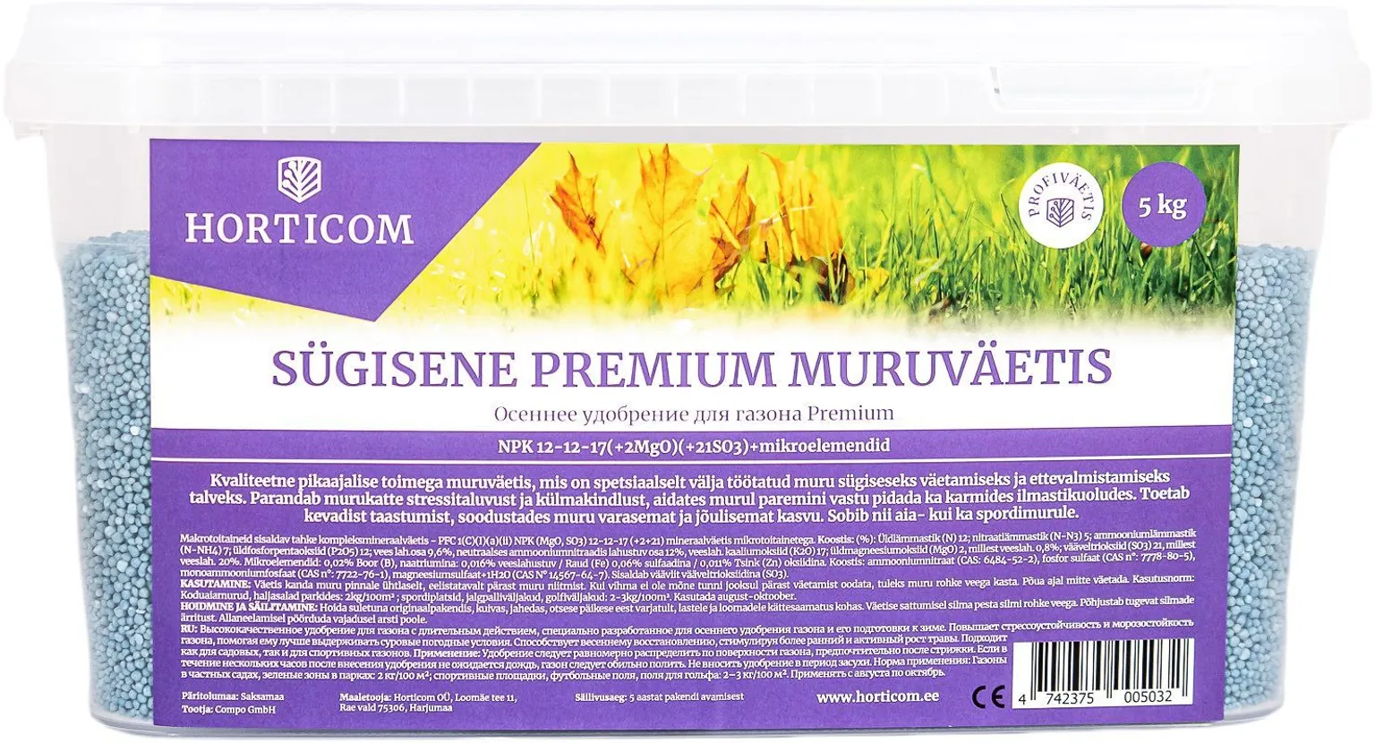 SÜGISENE PREMIUM MURUVÄETIS HORTICOM 5KG