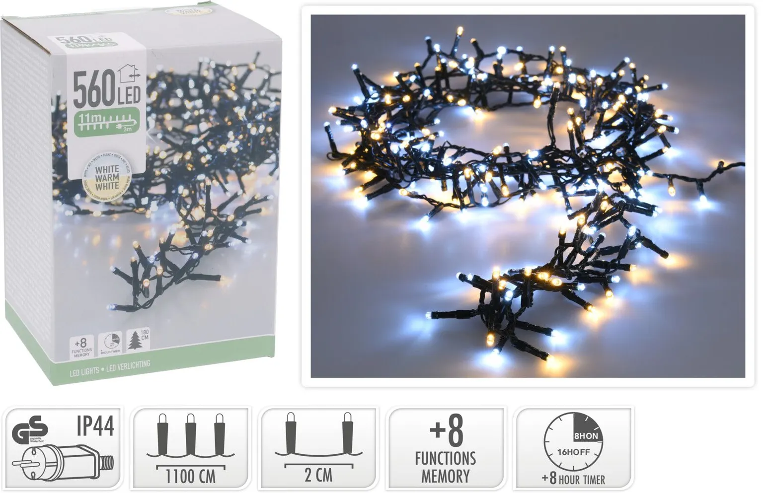 JÕULUVALGUSTUS SISE 560LED IP44 KÜLM/SOE VALGUS 11M