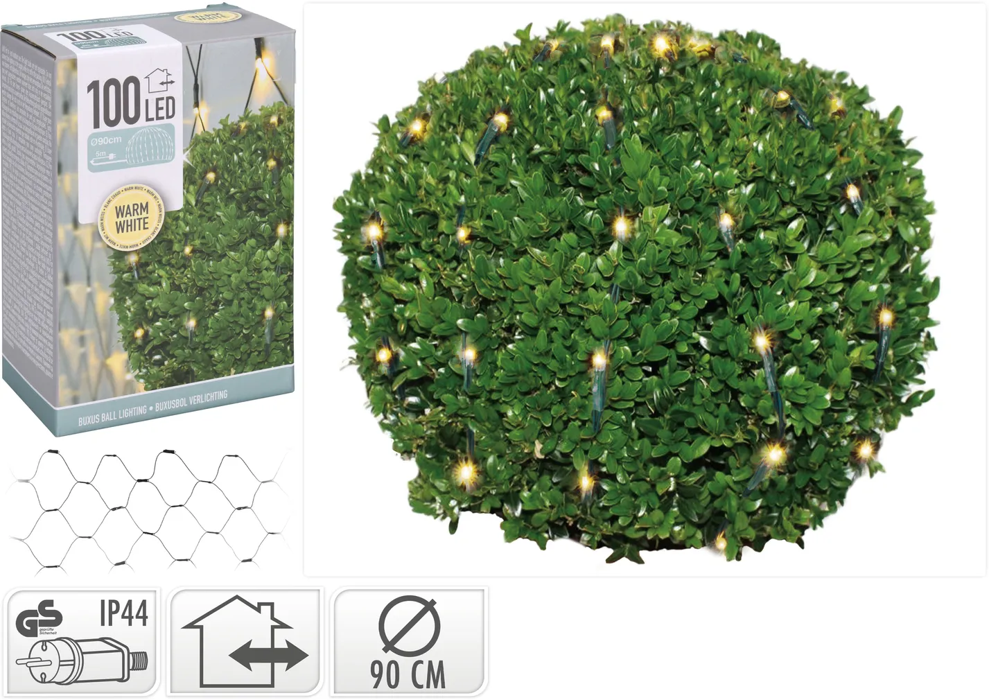 JÕULUVALGUSTUS SISE KUUL 100LED IP44 SOE VALGUS Ø90CM