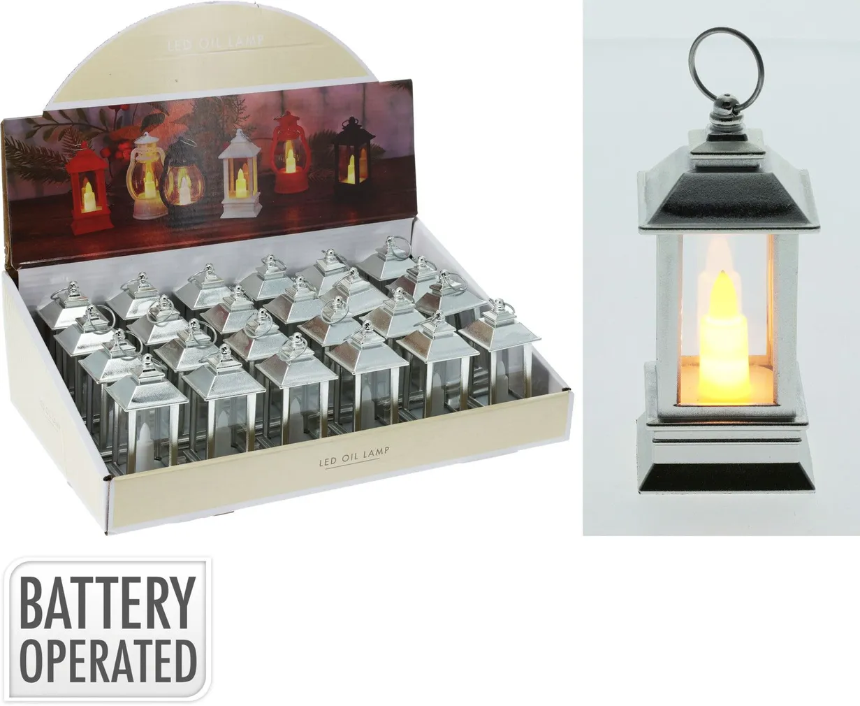 LANTERN LED KÜÜNLAGA, HÕBEDANE, 4,1X4,1X9CM