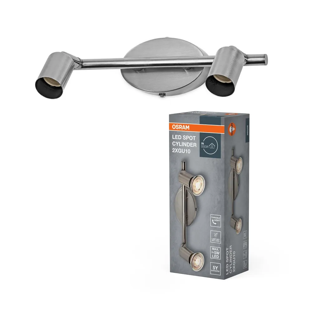 KOHTVALGUSTI OSRAM LED CYLINDER 2XGU10 HARJATUD NIKKEL