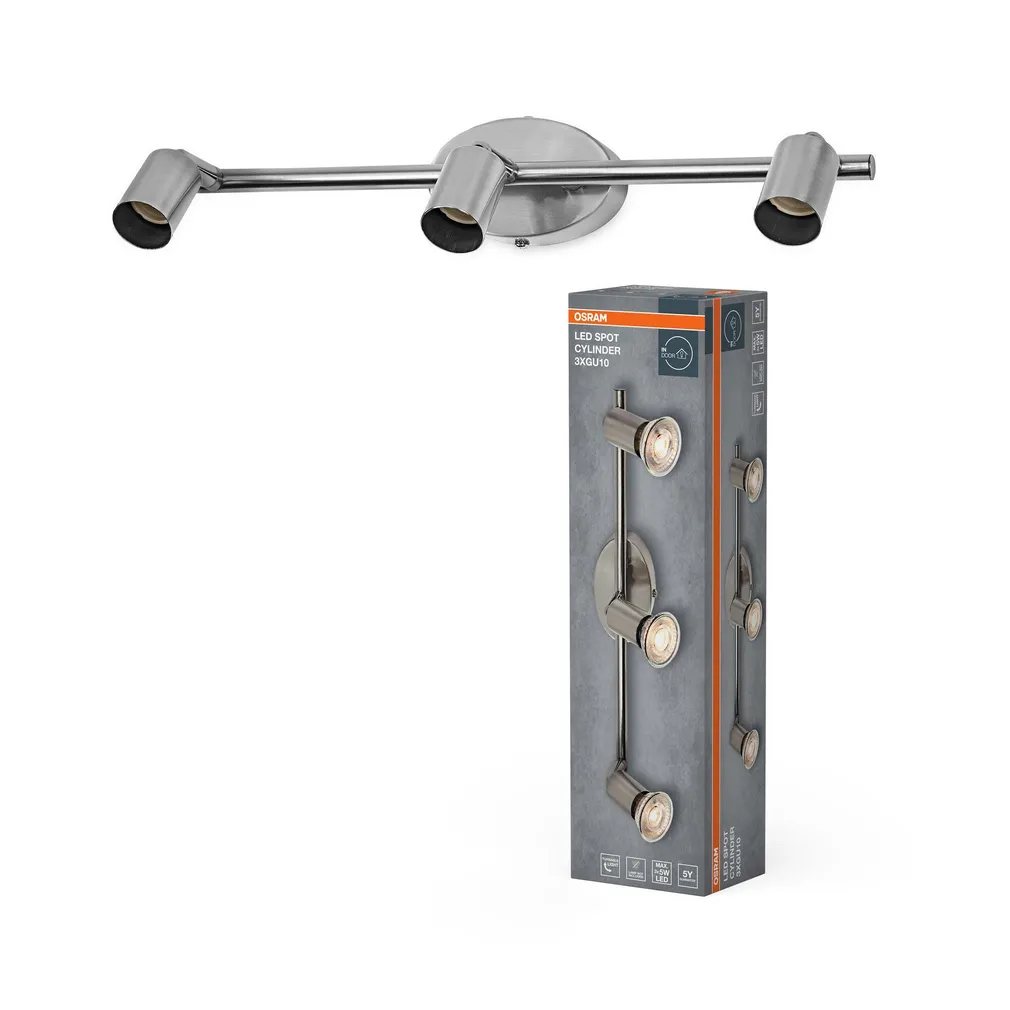 KOHTVALGUSTI OSRAM LED CYLINDER 3XGU10 HARJATUD NIKKEL