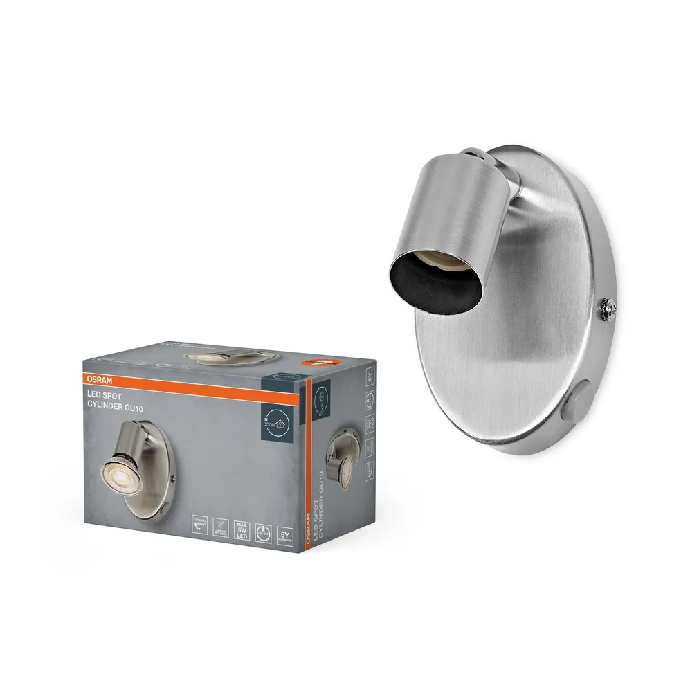 KOHTVALGUSTI OSRAM LED CYLINDER 1XGU10 HARJATUD NIKKEL