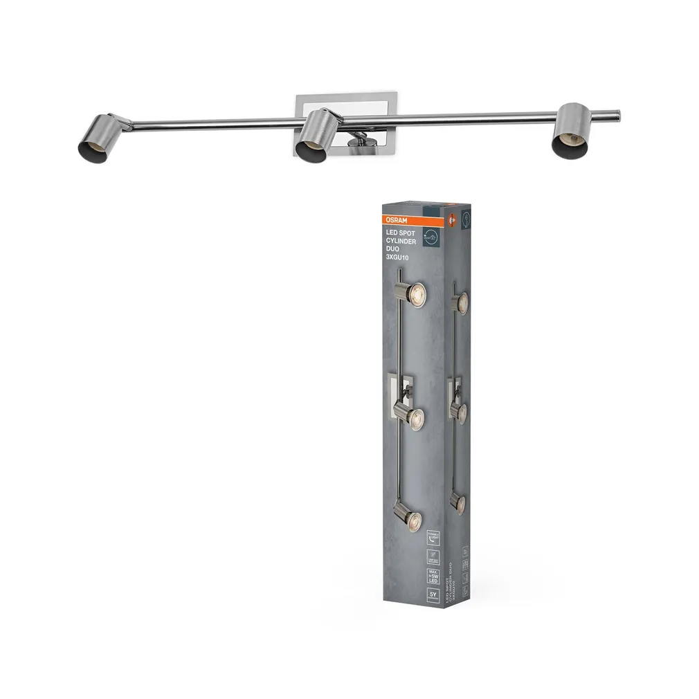 KOHTVALGUSTI OSRAM LED CYLINDER DUO 3XGU10 HARJATUD NIKKEL