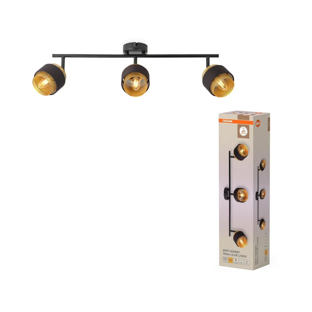 KOHTVALGUSTI OSRAM LED HORNET 3X2,8W MUST