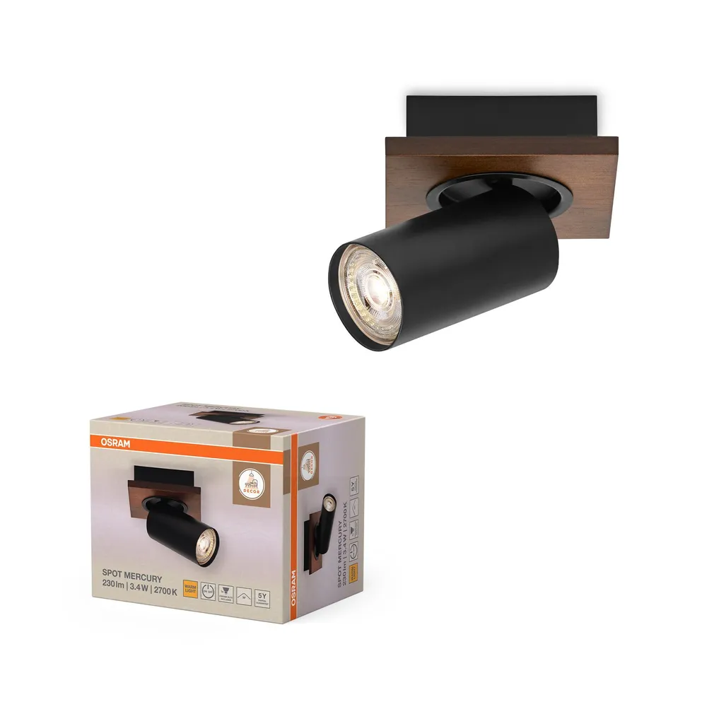 KOHTVALGUSTI OSRAM LED MERCURY GU10 1X3,4W HÄMARDATAV MUST