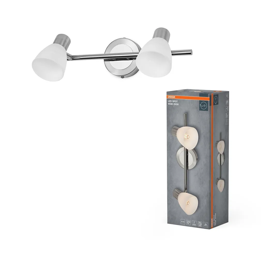 KOHTVALGUSTI OSRAM LED VASE 2XG9 HARJATUD NIKKEL