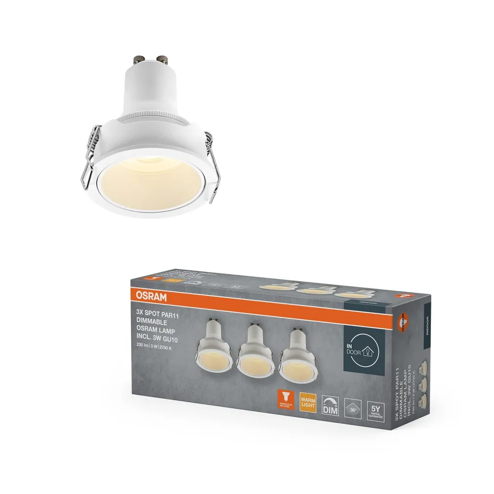KOHTVALGUSTI LED SÜVISTATAV PAR11 GU10 3W HÄMARDATAV VALGE