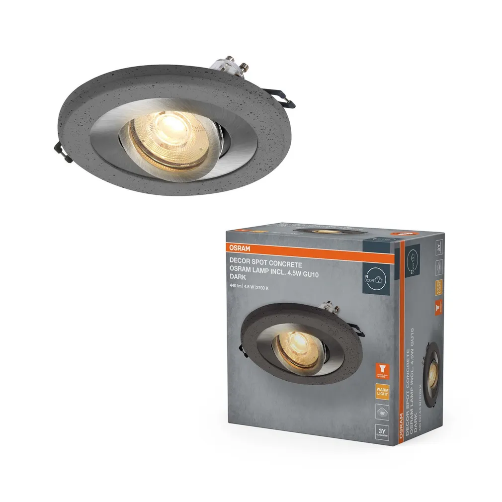 KOHTVALGUSTI LED SÜVISTATAV CONCRETE GU10 4,5W NIKKEL TUME
