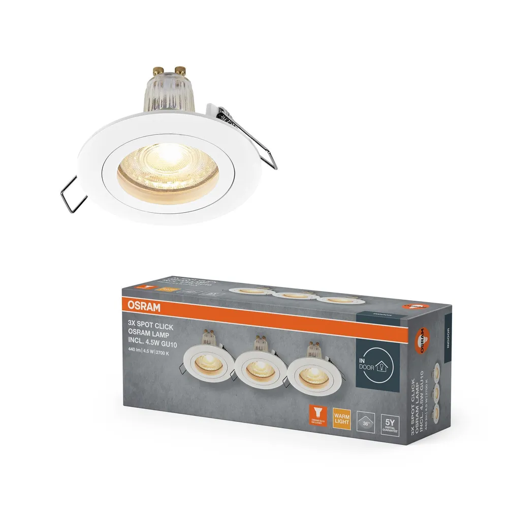 KOHTVALGUSTI LED SÜVISTATAV CLICK GU10 4,5W VALGE