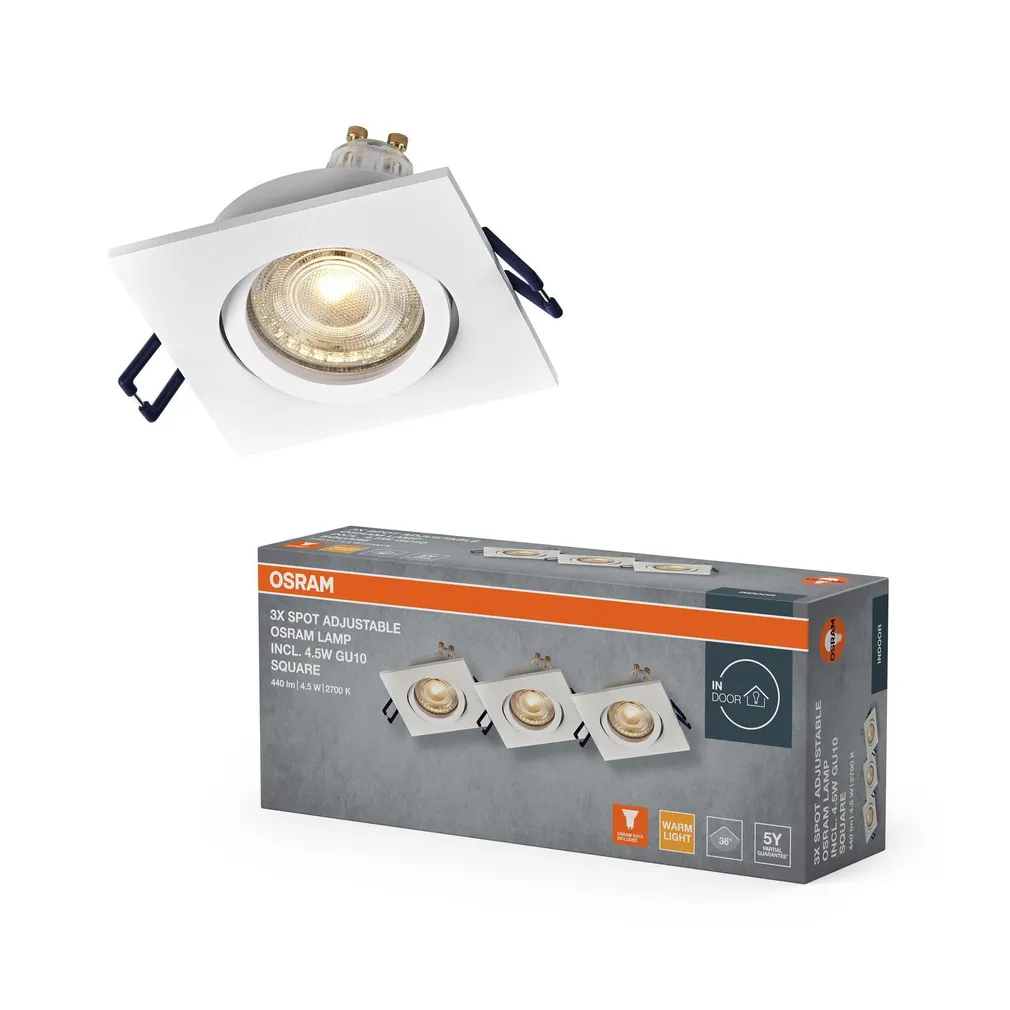 KOHTVALGUSTI LED SÜVISTATAV CLICK RUUT GU10 4,5W VALGE